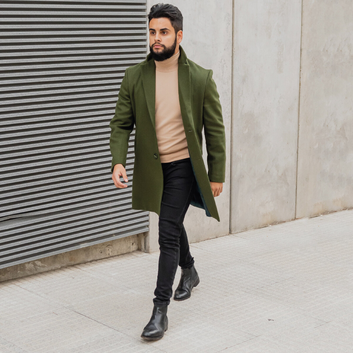 Tapado de lana - Verde oliva 