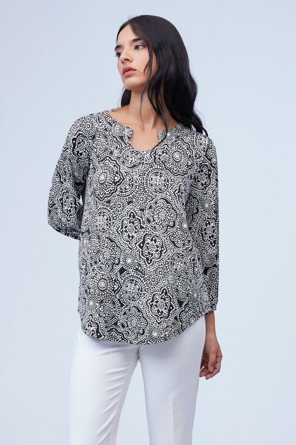 Blusa Keyhole NEGRO/BLANCO