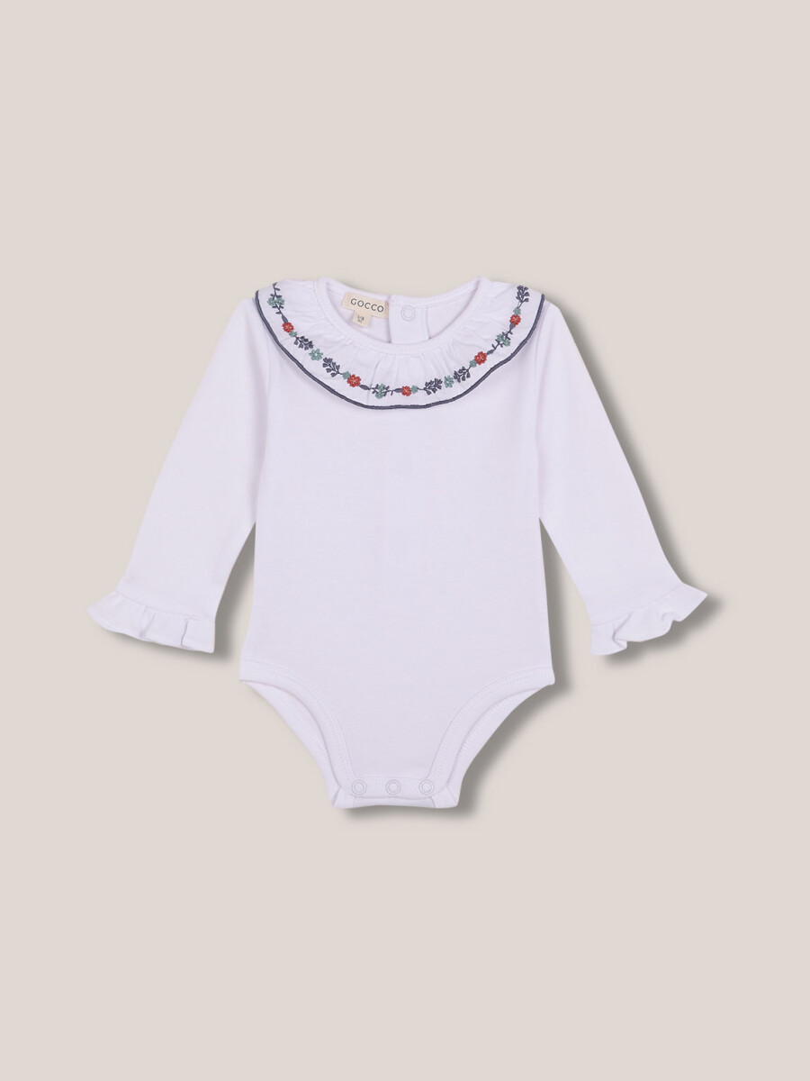 Body Con Cuello Bordado Blanco