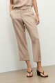 Pantalon capri lino detalle desflecado tostado melange