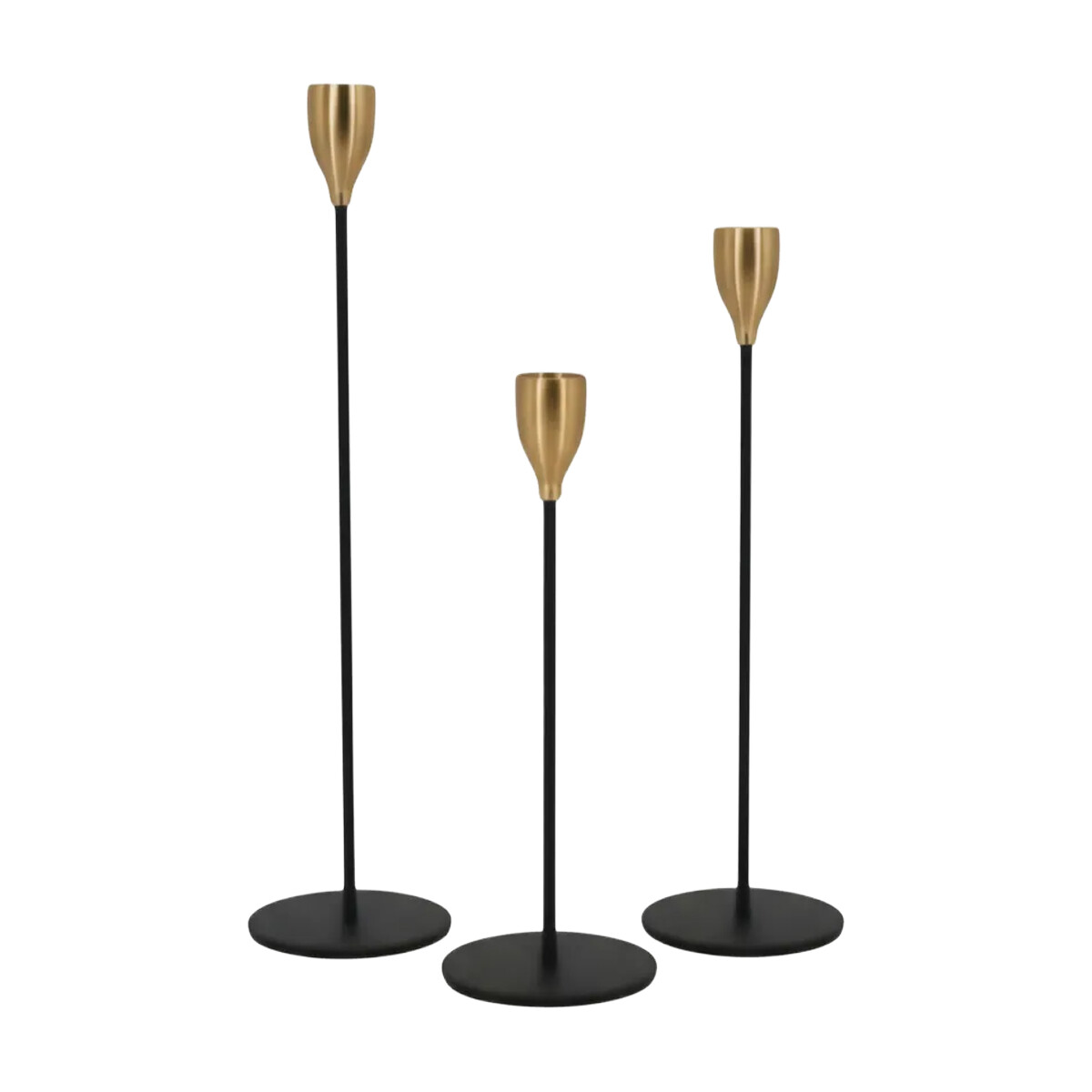 SET 3 CANDELABRO 8x23/28/33CM CON PUNTA DORADA 