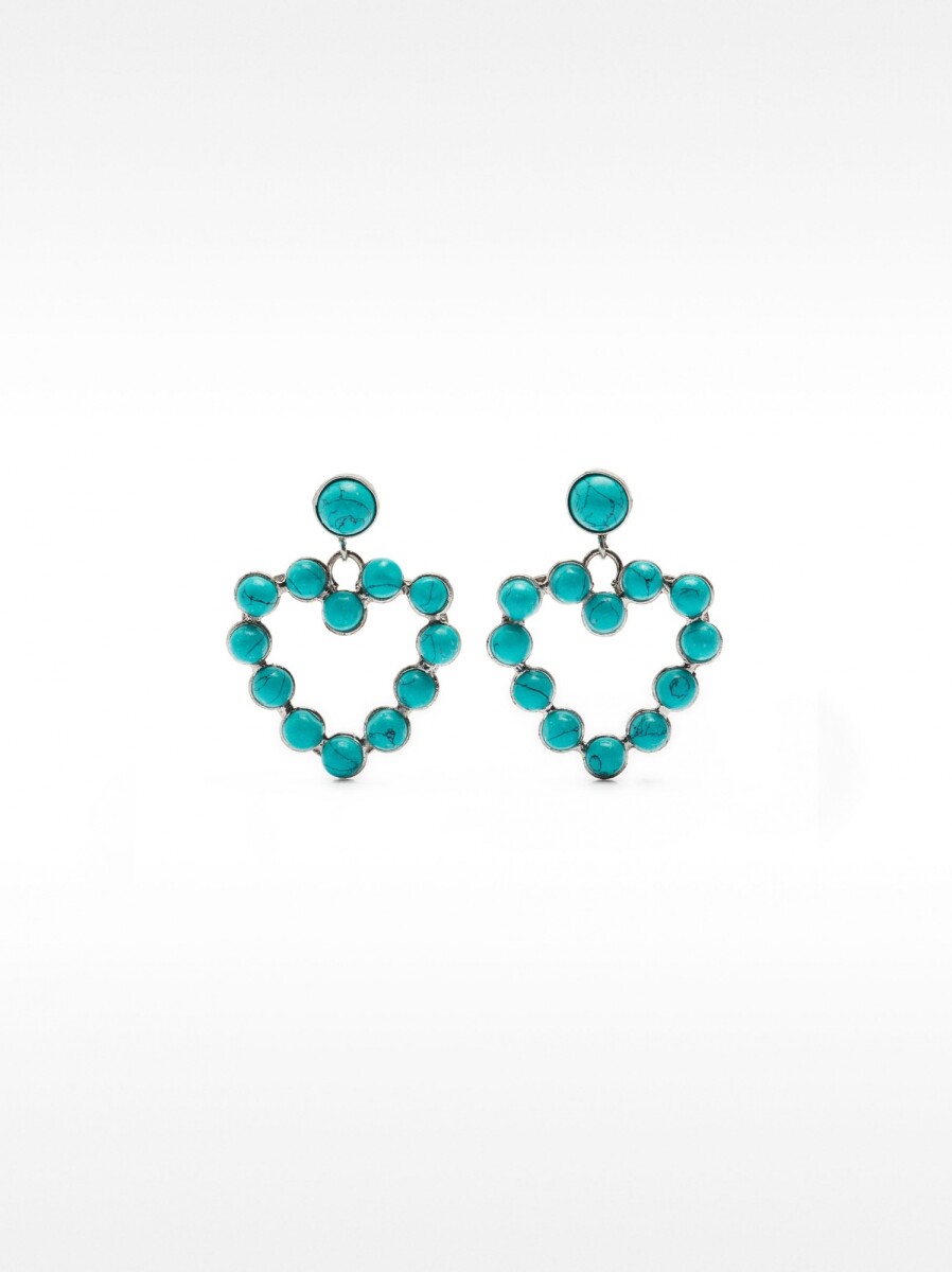 Pendientes De Corazón Con Piedras - azul 