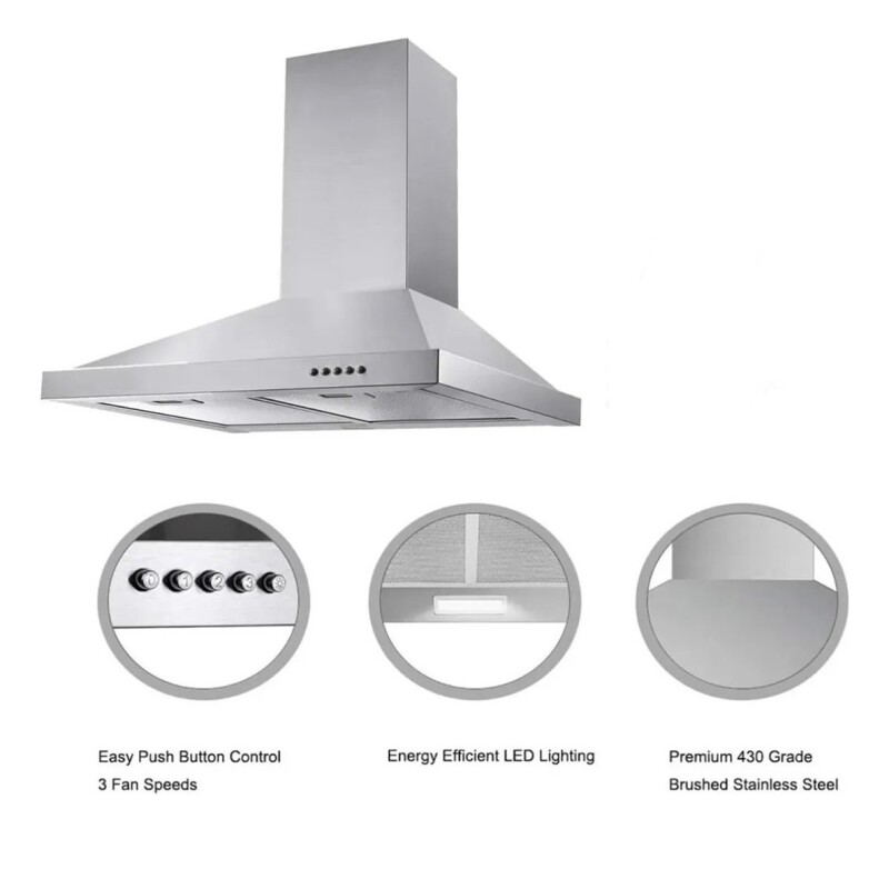 Extractor de cocina Petra Acero Inoxidable Piramidal ac. inox. de pared Extractor De Cocina Petra Acero Inoxidable Piramidal Ac. Inox. De Pared