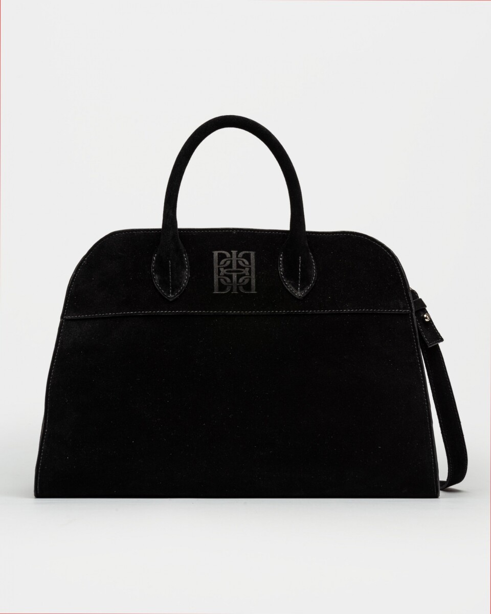 Cartera de Mano The Roots En Cuero Gamuza - Negro 