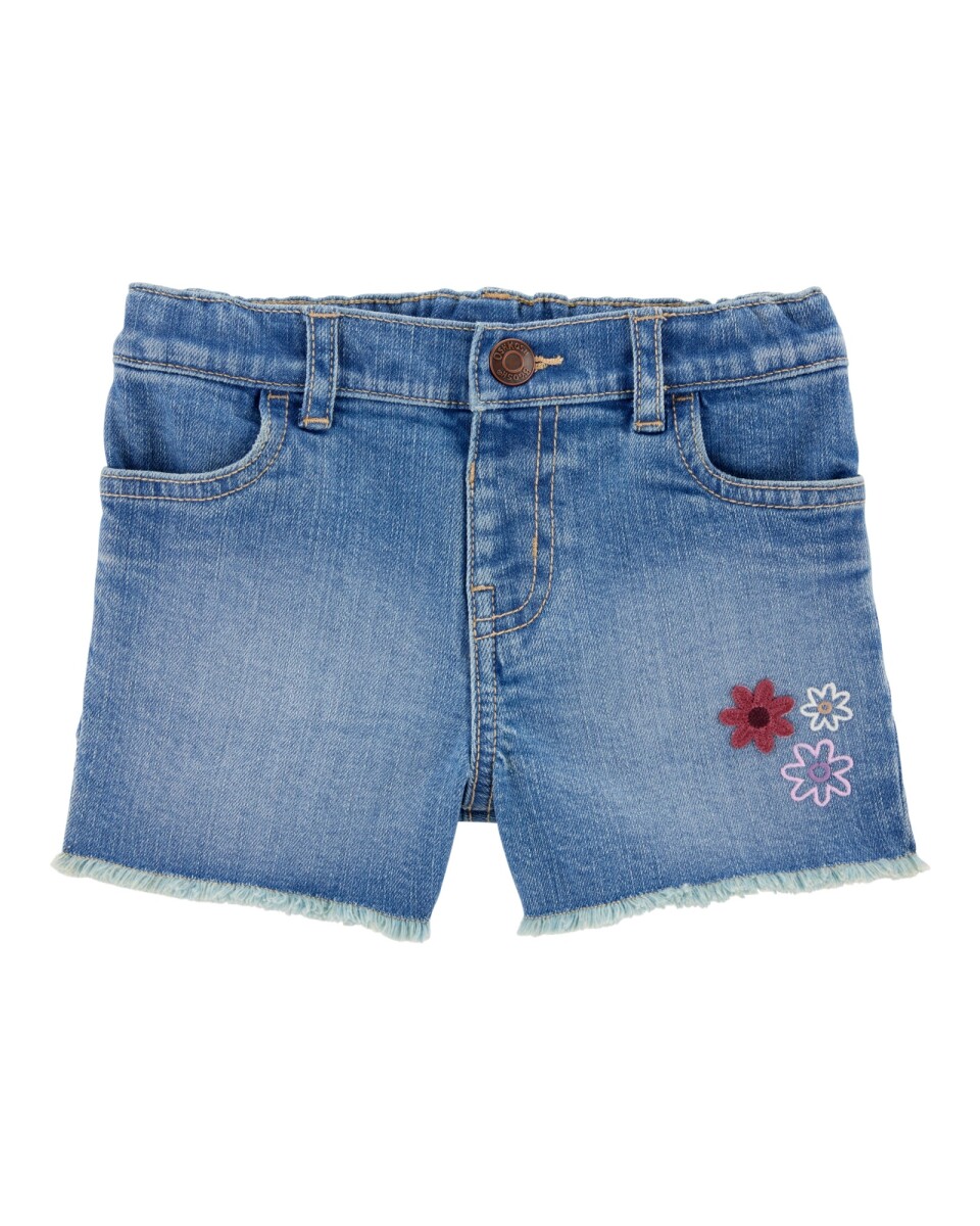 Short jean con bordado floral 