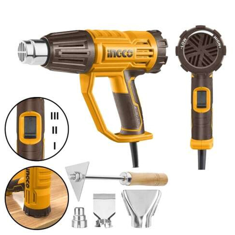 PISTOLA DE CALOR 2000W C SET DE BOQUILLAS HG200047 INGCO PISTOLA DE CALOR 2000W C SET DE BOQUILLAS HG200047 INGCO