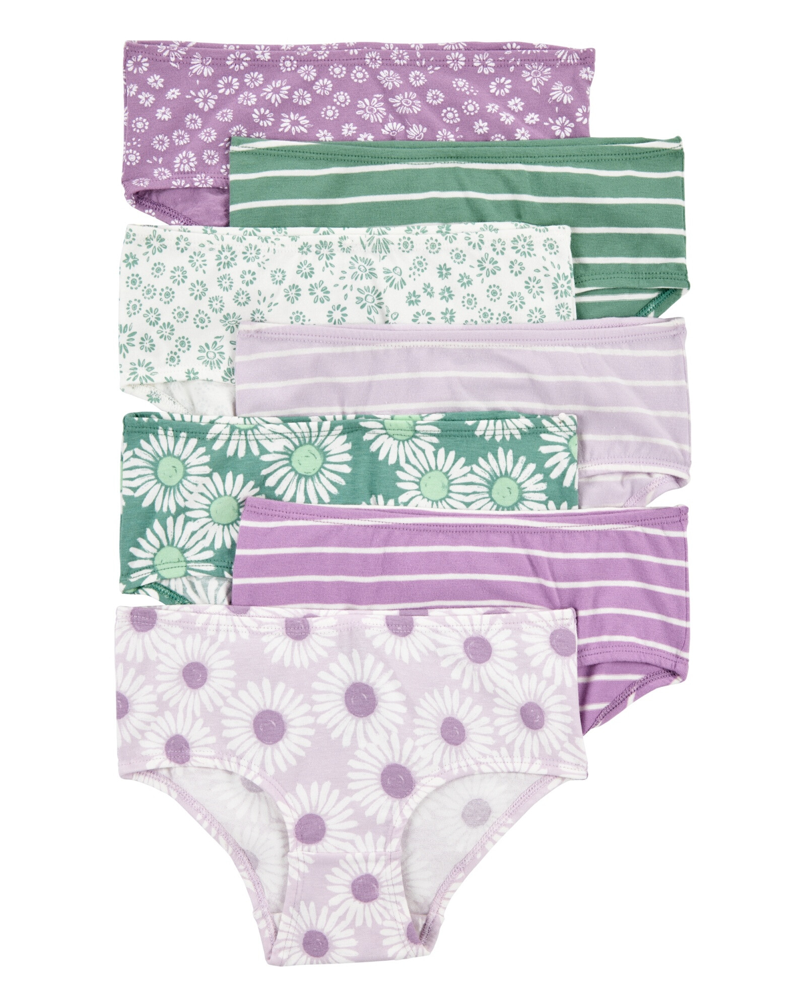 Pack siete bombachas de algodón, estampadas. Talles 2-5T Sin color