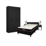 COMBO DORMITORIO - 1 PLAZA Y MEDIA CON SOMMIER DORADO 100% ESPUMA NEGRO