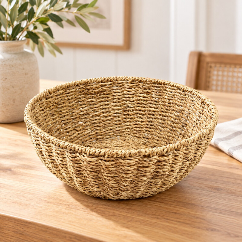Cesto Canasto Redondo de Fibra Natural Multiuso 30 cm Cesto Canasto Redondo de Fibra Natural Multiuso 30 cm