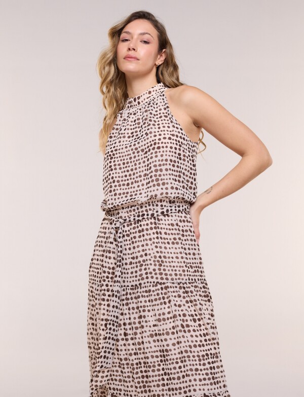 Vestido Maxi Lunares BEIGE/MULTI