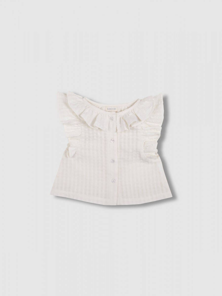 Camisa Con Cuello Y Manga Corta Con Caida Piedra