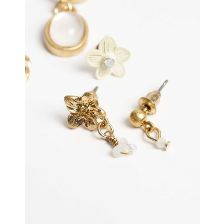 Set 7 Aros Tematica Floral Dorado Oro Amarillo