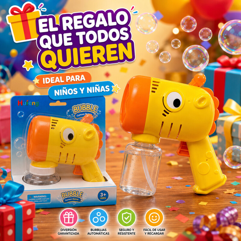 Pistola Burbuja Automatica Burbujero Juguete Recargable Jirafa