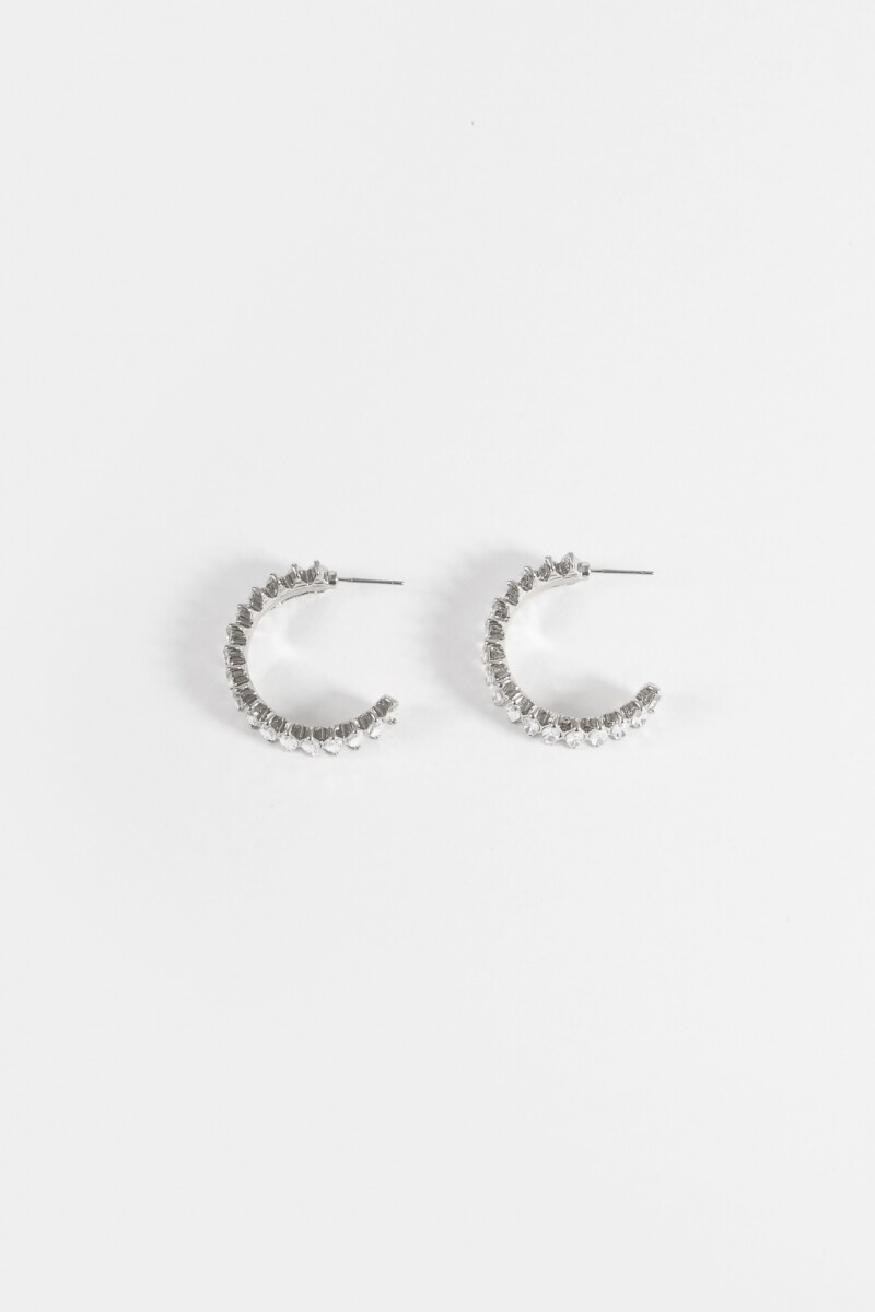 Aros strass plateado