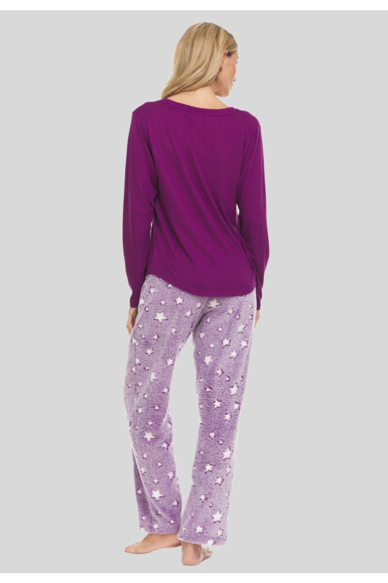 PIYAMA EN FLEECE BORDO-VINO