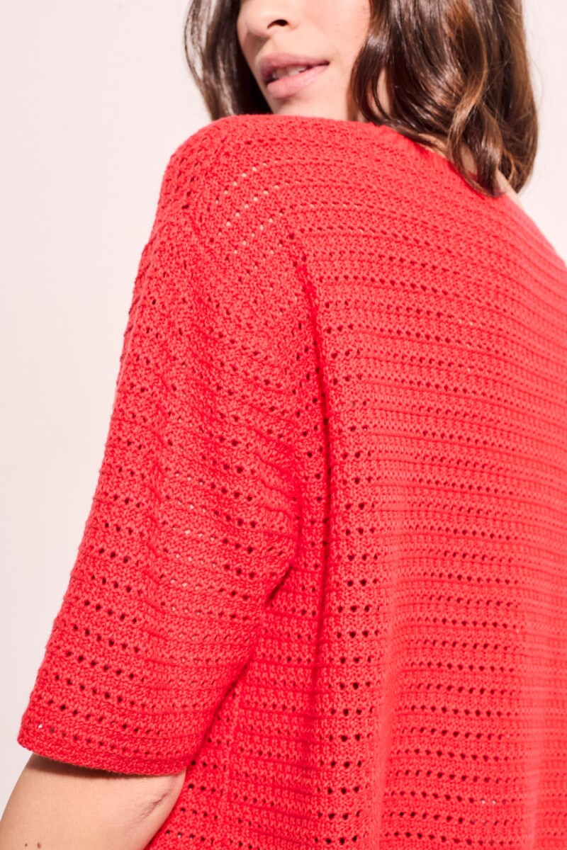 Sweater Texturado Algodon Rojo