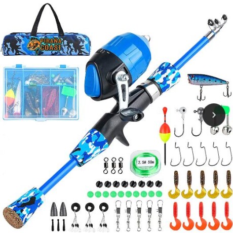 Set Caña De Pesca Piraña Coast Infantil 1.20mts + Reel + Acces. Cpg008001