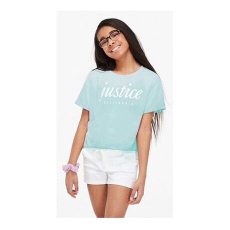 Remera para niña Justice cambia de color Celeste