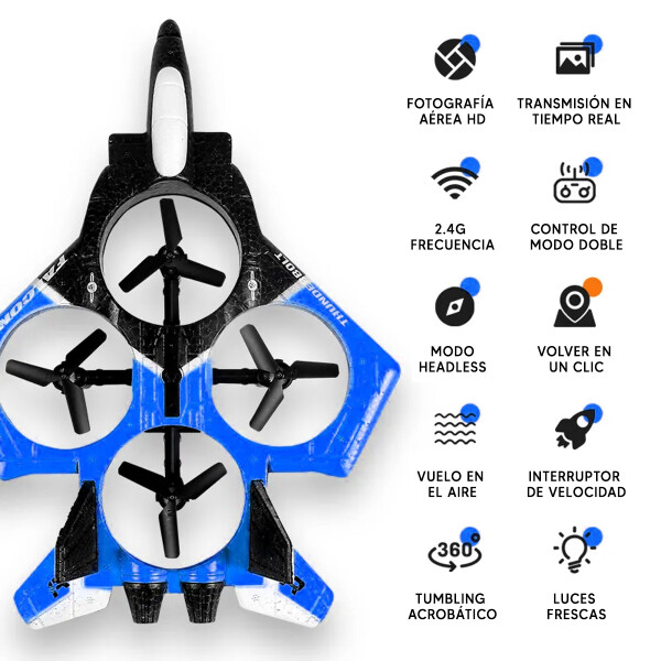 Drone Jet Con Cámara Y Control Ledstar X72wf DRONE JET LEDSTAR CAMARA X72WF AZUL