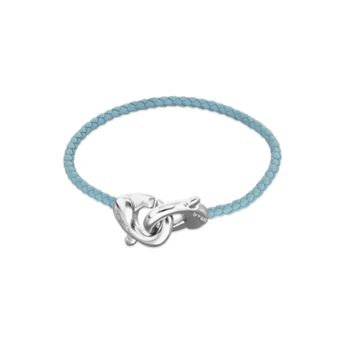 PULSERA DE CUERO AZUL CON MOSQUETÓN ENTRELAZADO BAÑADO EN PLATA - Pulsera 