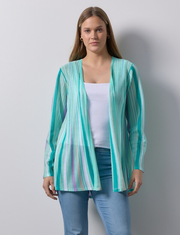 Cardigan Plisado VERDE AGUA/MULTI
