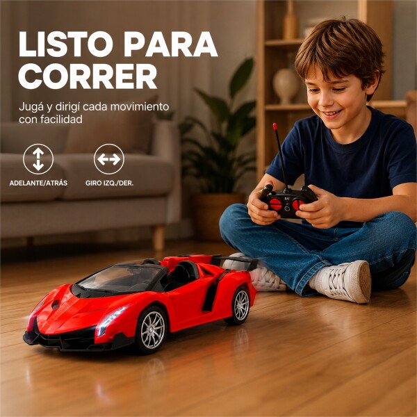 Auto Deportivo a Control Remoto Tipo Lamborghini con Luces LED ROJO