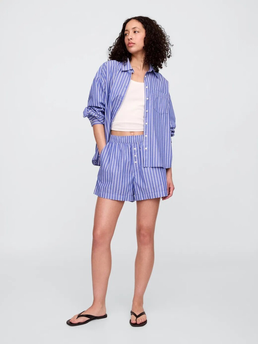 Short A Rayas Mujer - Blue White Stripe 