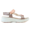 Sandalias Country Tiras con Velcro Suela Alta de Mujer - 24201 Marron Oscuro-beige