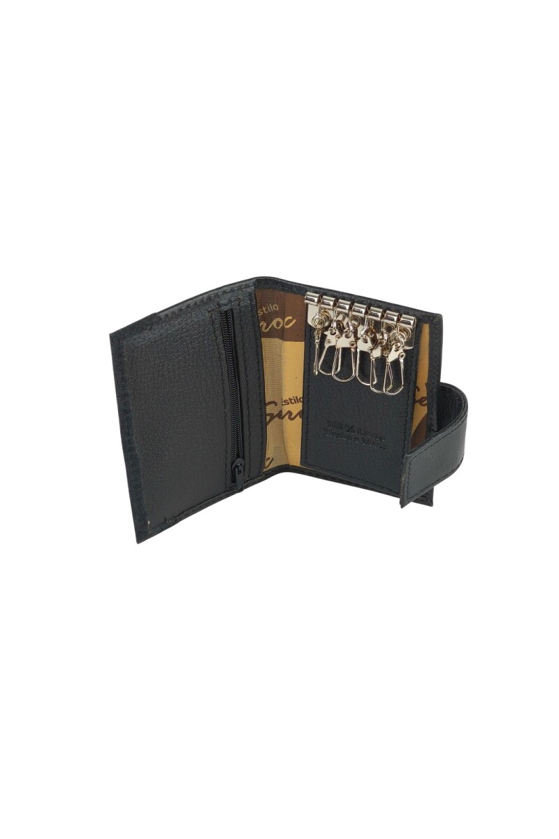 Porta llaves en cuero lo broche Negro 1