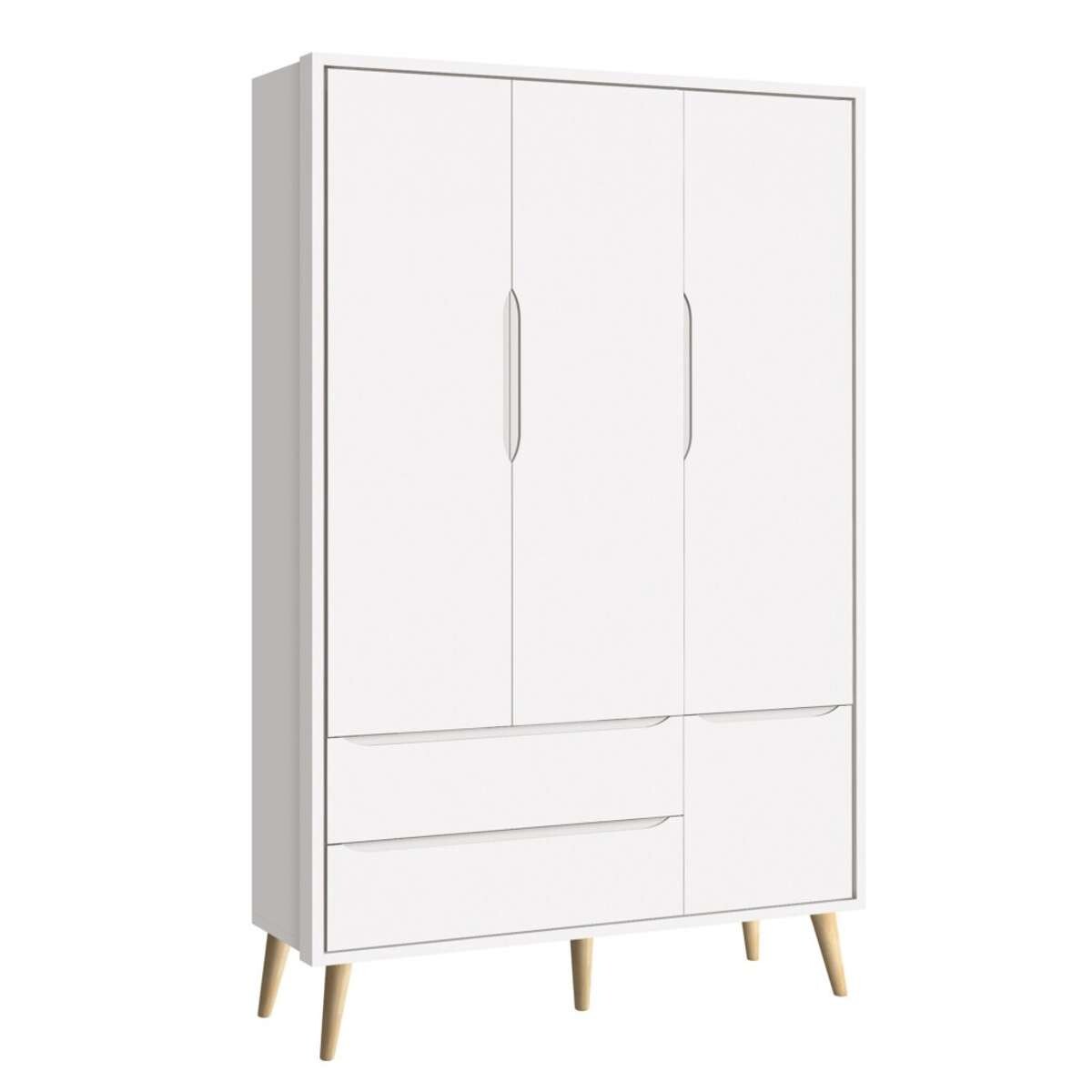 Ropero 3 puertas 2 cajones Infantil Theo - Blanco 