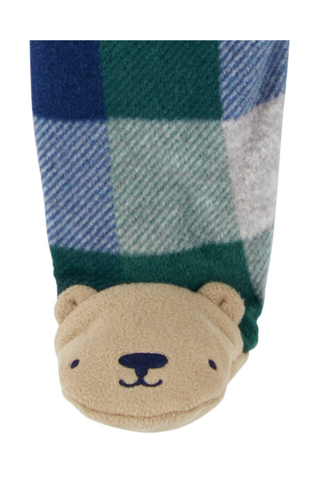 Pijama uno pieza de micropolar, con pie, diseño oso Sin color