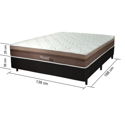 Sommier 2 Plazas Box y Colchón Miami Espuma y Resortes Pocket 138 x 188 x 65 cm - 120 Kg Sommier 2 Plazas Box y Colchón Miami Espuma y Resortes Pocket 138 x 188 x 65 cm - 120 Kg