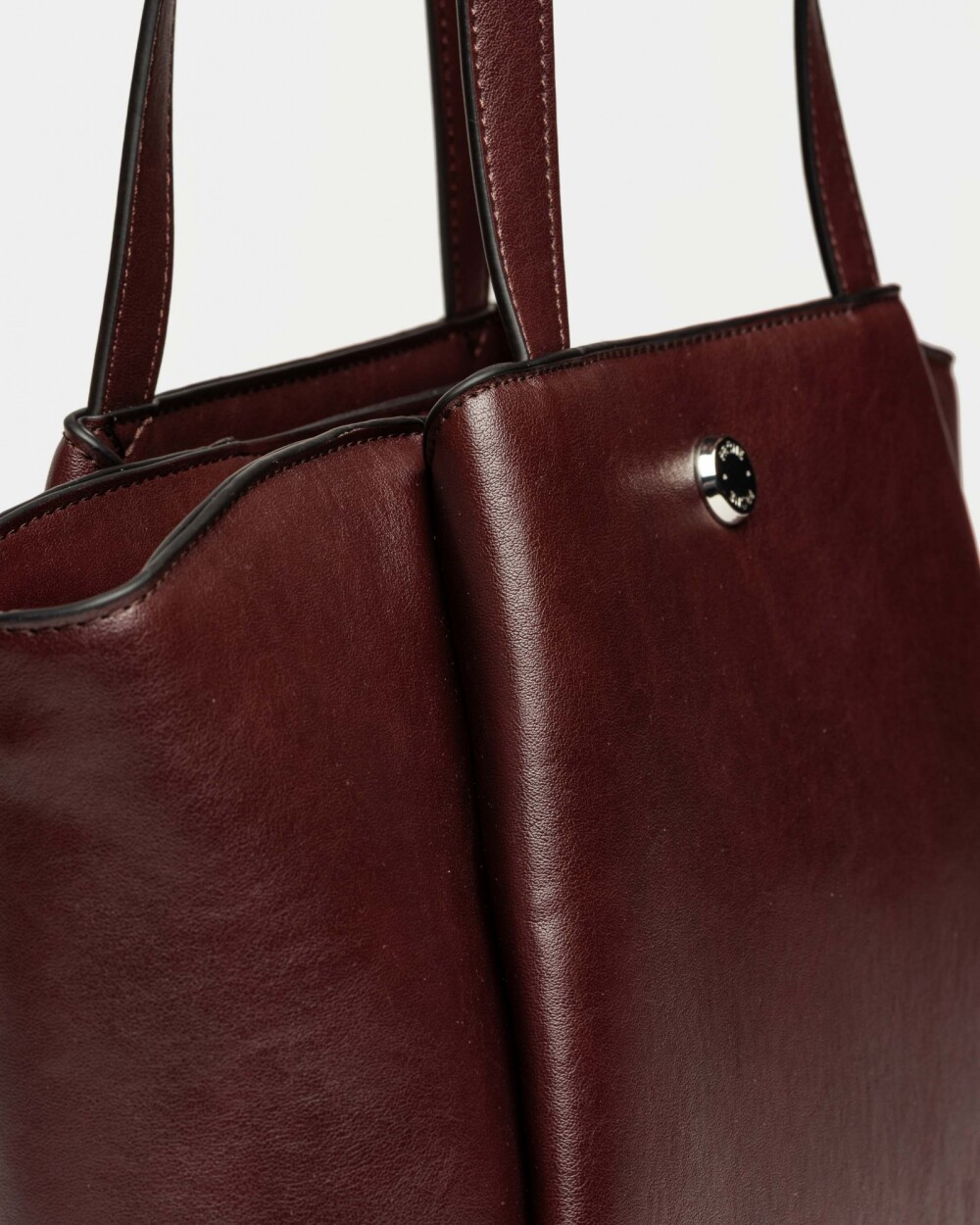 Shopper Raix en efecto cuero liso Bordeaux