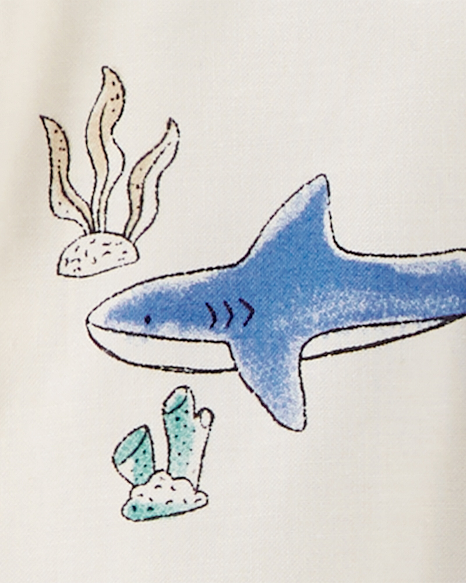 Set tres piezas short, camisa y body de algodón diseño tiburón Sin color
