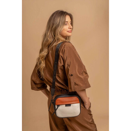 Bandolera Palma Blanco - Caramelo Y Negro