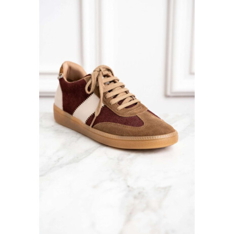 Zapatilla Combinada Gamuza Marrón