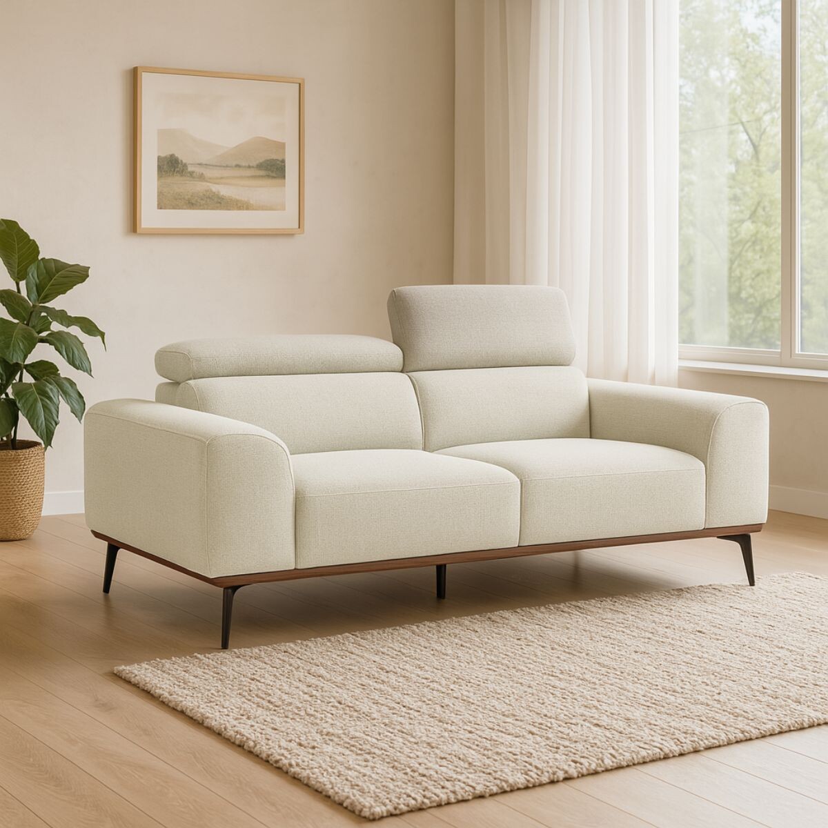 Sofá DUNA TELA BEIGE 3 CUERPOS 