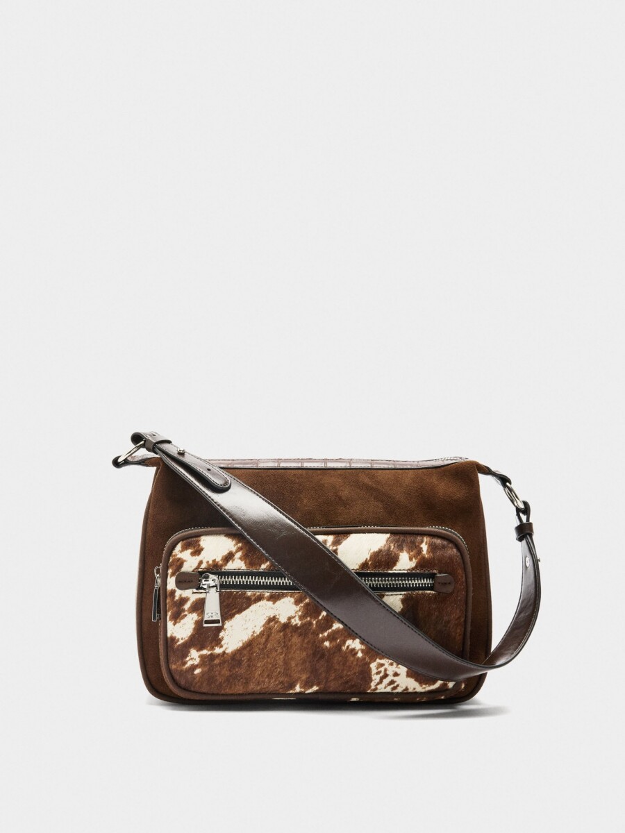 Bolso Bandolera Con Piel camel