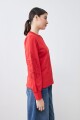 Sweatshirt con calados bordados rojo