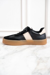 Zapatilla Combinada Cuero Negro