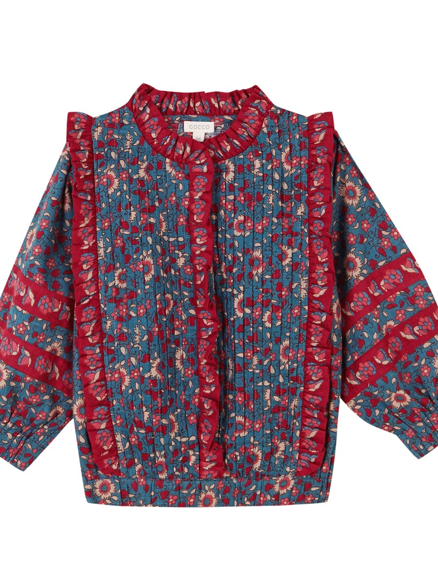 Camisa De Flores Azul Claro