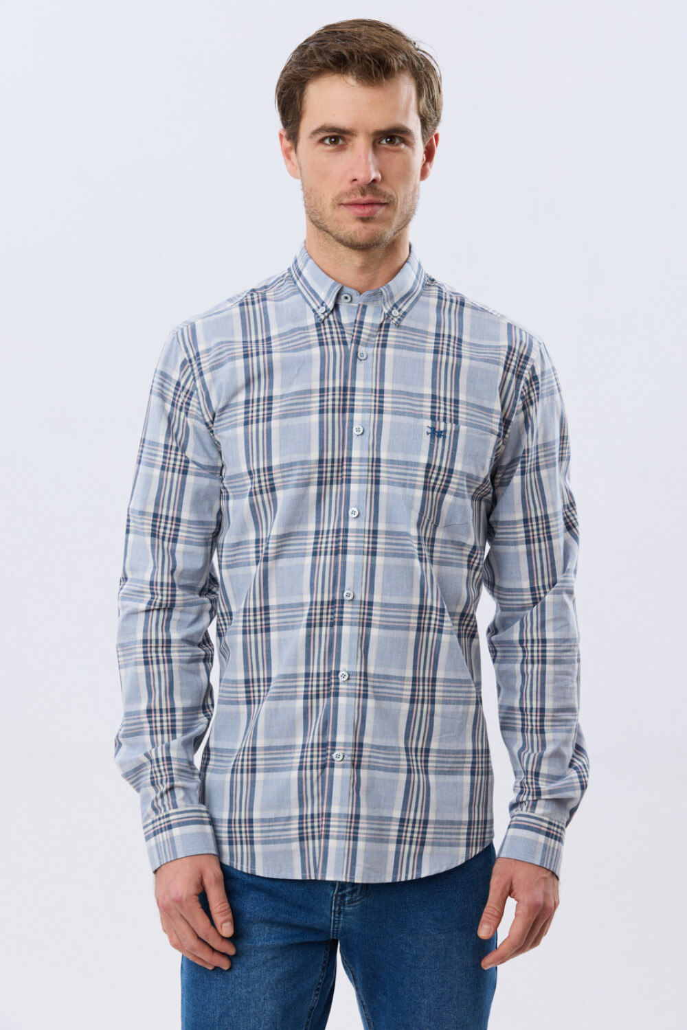 CAMISA CUADROS Celeste