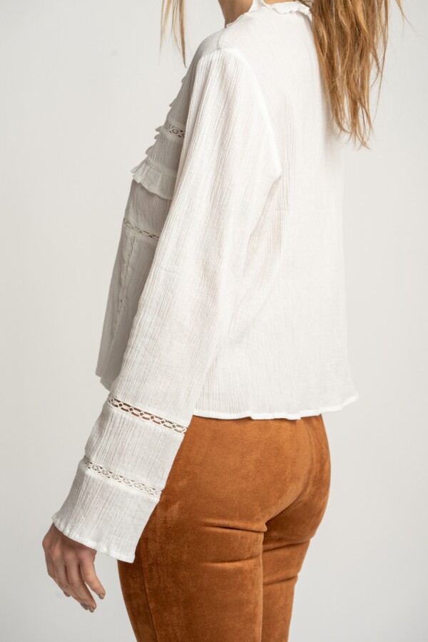 Blusa Encajes Algodón Nácar