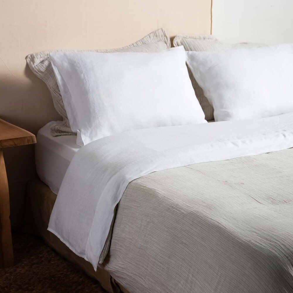 JUEGO DE SABANAS 2 PLAZAS LINO BLANCO PURE