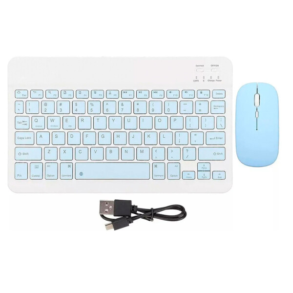 Teclado + Mouse Inalambricos Bluetooth Ultra Finos Elegantes Color Celeste