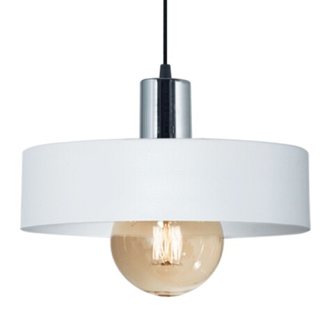 COLGANTE 1 LUZ ''BALCARCE'' CHAPA BLANCO/CROMO Ø20 E27 COLGANTE 1 LUZ ''BALCARCE'' CHAPA BLANCO/CROMO Ø20 E27