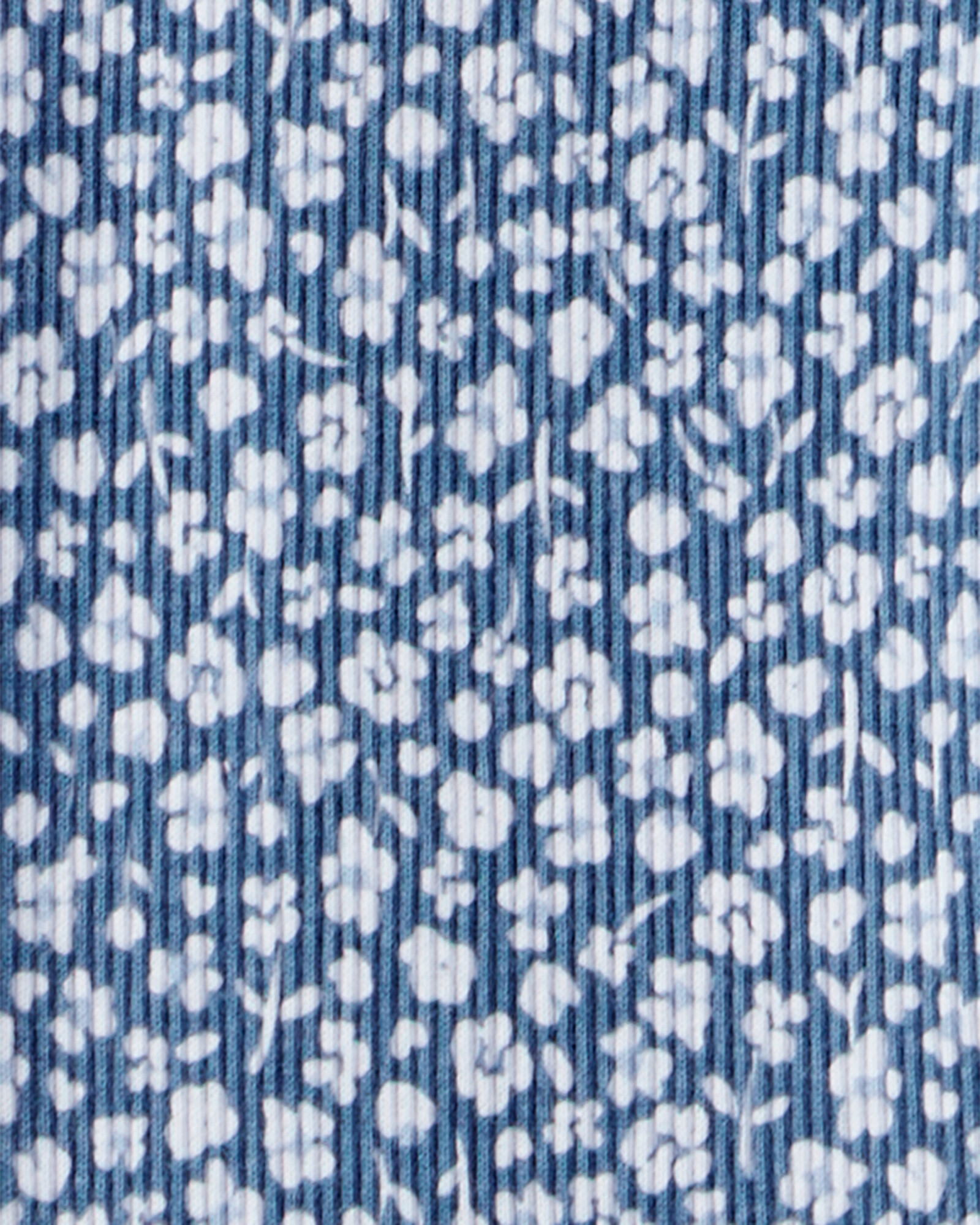 Set dos piezas de algodón, pantalón acanalado y buzo, azul, diseño floral. Talles 2-5T Sin color
