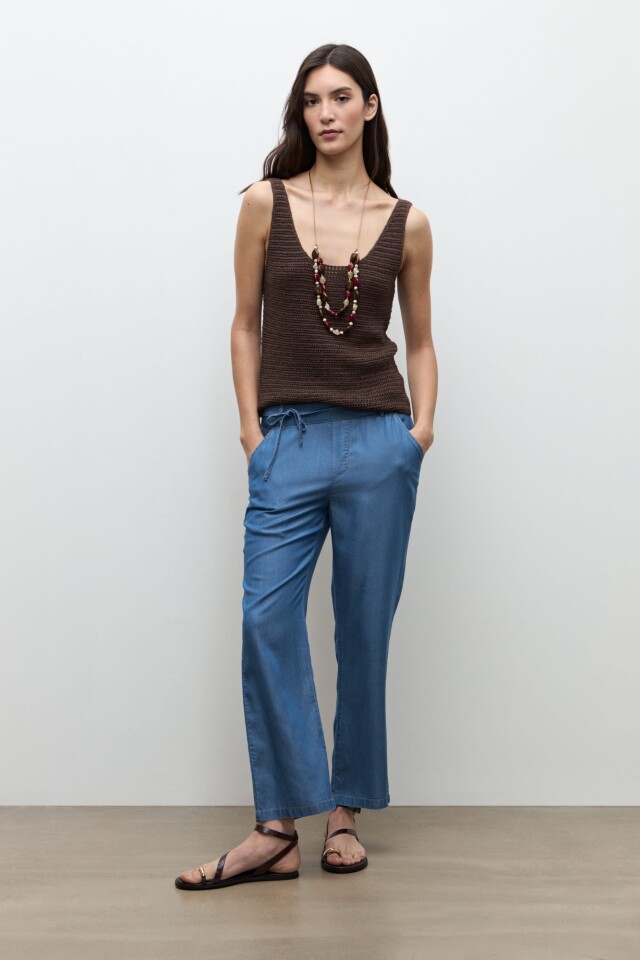 Pantalon recto Lyocell jean medio