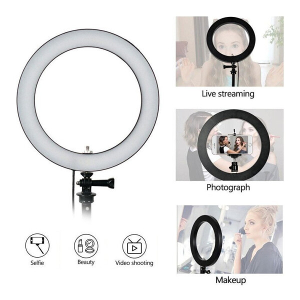 Anillo Aro Luz Led Tripode Soporte Flexible 2.2m 3 Niveles sin Control