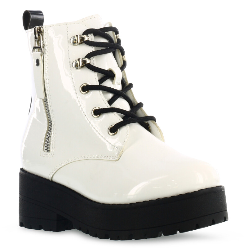 Bota de Niña Mini Miss Carol NOIVE de charol con cierre lateral Blanco